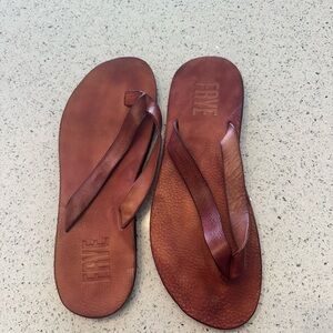 Frye Brown Leather Flip Flops
